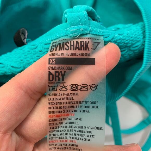 Gymshark Sports Bra Womens XS Extra Small Cyan Energy Seamless Padded Perforated - Picture 8 of 12